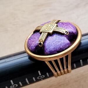 Jan Michaels San Francisco Purple Stone Crypt Ring Adjustable Sz 8